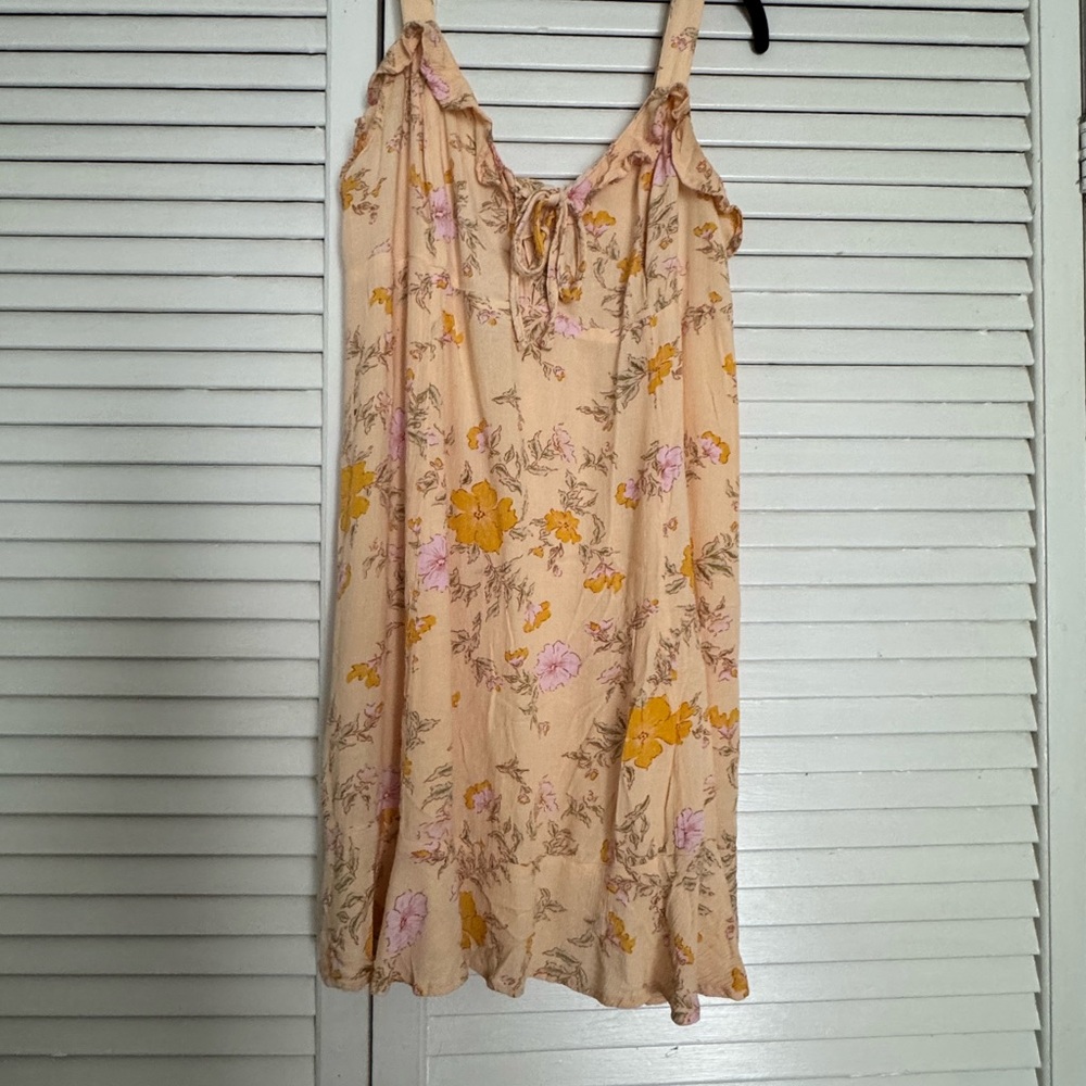 Floral Summer Mini Sun Dress in Cream and Yellow